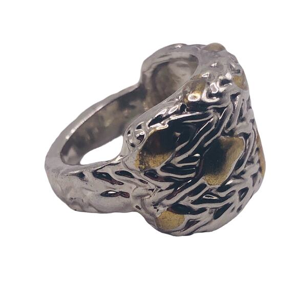 Silver and Gold Abstract Strokes Ring - Size 5.5 - Picture 5 of 7